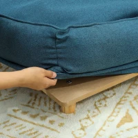 PawHut Raised Dog Couch with Comfortable Cushion, Pine Wood Legs, Foot Pads for Large-Sized Dogs Indoor Use, Dark Blue(m-8)