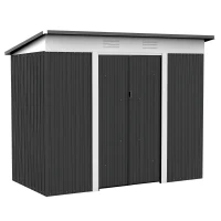 Outsunny 8' x 4' Metal Garden Shed, Backyard Tool Storage Shed with Dual Locking Doors, 2 Air Vents and Steel Frame, Dark Gray(m-11)