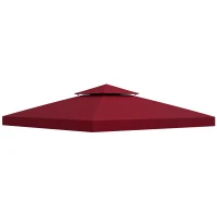 Outsunny 10' x 10' Square 2-Tier Gazebo Canopy Replacement Top Cover Outdoor Garden Sun Shade, Wine Red(m-2)