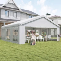 Outsunny 20'x20' Heavy Duty Large Party Tent & Carport with Removable Sidewalls, Windows, Portable Garage Canopy Tent, Sun Shade Shelter for Parties Wedding Outdoor Events, White(m-9)