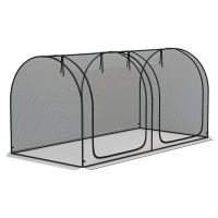 Outsunny 8' x 4' Crop Cage, Plant Protection Tent with Two Zippered Doors, Storage Bag and 4 Ground Stakes, for Garden, Yard, Lawn, Black