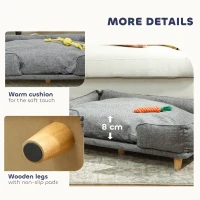 PawHut Washable Dog Sofa for Large Dogs, Elevated Pet Couch with Anti-slip Foot Pads, Dark Grey(m-6)
