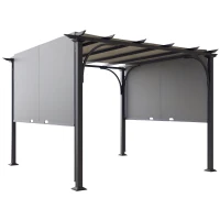 Outsunny 10' x 10' Outdoor Pergola Patio Gazebo Canopy Sun Shelter, Steel Frame, Grey(m-11)