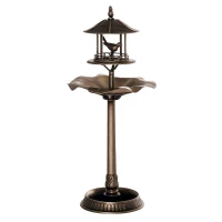Outsunny 3-in-1 Garden Bird Bath Bowl Pedestal with Bird Feeder, Large Water Basin, Underneath Flower Planter, Bronze(m-1)