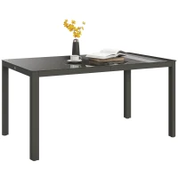 Outsunny 59" x 35" Aluminium Outdoor Dining Table for 6, with Glass Tabletop, Grey(m-11)