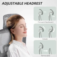 HOMCOM Mesh Office Chair with 3D Armrest, High Back Desk Chair with Lumbar Support, 135° Reclining, Adjustable Headrest, Grey(m-10)