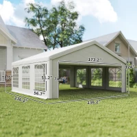 Outsunny 20 x 20 ft Heavy Duty Party Tent Outdoor Gazebo Wedding Tent Event Shelter Carport BBQ with Removable Sidewalls & Windows, Outside Waterproof Canopy for Parties, White(m-3)
