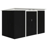 Outsunny 9x4 Outdoor Storage Shed Galvanized Steel Garden Shed with Foundation Kit, Ventilation & Doors, Dark Grey(m-2)