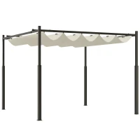 Outsunny 10' x 10' Retractable Pergola Canopy with Magnetic Fixture, UPF30+ Outdoor Pergola, Cream White(m-11)