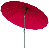 Outsunny 8ft Shanghai Garden Parasol Umbrella with Crank & Tilt, Adjustable Outdoor Sun Shade, Wine Red(m-11)