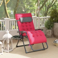 Outsunny Padded Zero Gravity Chair, Folding Recliner Chair, Patio Lounger with Cup Holder, Adjustable Backrest, Removable Cushion for Outdoor, Deck, Poolside, Red(m-1)