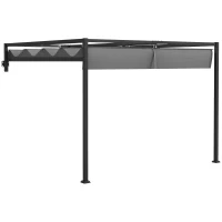 Outsunny 10' x 10' Lean To Pergola, Metal Pergola with Retractable Roof for Grill, Garden, Patio, Deck(m-11)