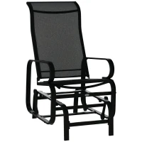 Outsunny Patio Glider with Breathable Mesh Fabric, Outdoor Glider Chair, Garden Rocking Gliding Seat for Patio, Yard, Porch, Black(m-2)