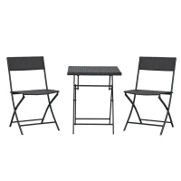 Outsunny 3-Piece Outdoor Folding Rattan Bistro Set, Mixed Brown(m-11)