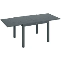 Outsunny Patio Table for 6-8 People, Aluminum Frame Rectangle Garden Table with Wood Effect Steel Top, for Backyard, Dark Gray(m-11)