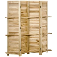 HOMCOM 5.6' 4 Panel Room Divider, Folding Wall Divider, Indoor Privacy Screen for Home Office, Natural(m-11)