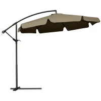 Outsunny 9' Offset Hanging Patio Umbrella, Cantilever Umbrella with Easy Tilt Adjustment, Cross Base and 8 Ribs for Backyard, Poolside, Lawn and Garden, Coffee(m-1)
