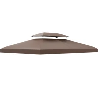 Outsunny 13' x 10' Gazebo Replacement Canopy, 2 Tier Top Roof Garden Pavilion UV Cover, Brown (TOP ONLY)(m-2)