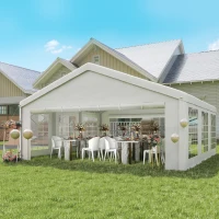 Outsunny 20'x20' Heavy Duty Large Party Tent & Carport with Removable Sidewalls, Windows, Portable Garage Canopy Tent, Sun Shade Shelter for Parties Wedding Outdoor Events, White(m-1)