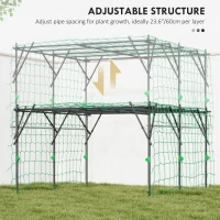 Outsunny Garden Arch Trellis, 7.3 FT Tall Metal Plant Trellis Support with Climbing Net, Cucumber Trellis for Vegetables, Black(m-5)