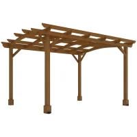 Outsunny 10' x 12' Wood Pergola, Outdoor Gazebo Grape Trellis with Arched Roof for Climbing Plant Support, Dark Brown(m-11)