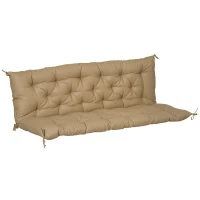 Outsunny Porch Swing Cushion Garden Bench Cushion with Backrest, Non-Slip 3-Seater Soft Pad, Swing Chair Mat Replacement for Indoor and Outdoor, 59.1" x 38.6", Khaki(m-2)