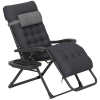 Outsunny Padded Zero Gravity Chair, Folding Recliner Chair with Cup Holder Cushion, Black(m-1)