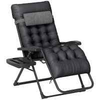 Outsunny Padded Zero Gravity Chair, Folding Recliner Chair with Cup Holder Cushion, Black(m-11)