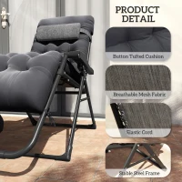 Outsunny Padded Zero Gravity Chair, Folding Recliner Chair with Cup Holder Cushion, Black(m-7)