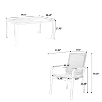 7-Piece Patio Dining Set with Rectangular Table, 6 Stackable Textilene Chairs, Weather-Resistant Steel Frame, Ideal for Family Meals, Parties, Brown(m-3)