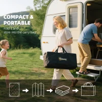 Outsunny Reversible Outdoor Rug, Waterproof Plastic Straw with Carry Bag, 9' x 18', Black & White Geometric Wall(m-5)