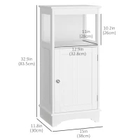 kleankin Modern Bathroom Floor Cabinet with Open Shelf, Freestanding Storage Organizer Unit with Single Door for Home Office, Living Room, White(m-3)