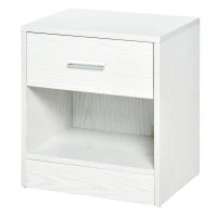HOMCOM Modern Side Table with Drawer and Storage Shelf, End Table for Living Room, White Wood Grain(m-11)