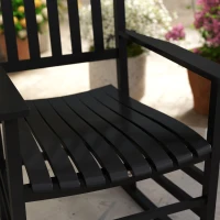 Outsunny Outdoor Rocking Chair, Patio Rocking Chair with Smooth Curves, High Density Wooden Rockers for Lawn Garden Porch, Supports Up to 350lbs, Black(m-8)