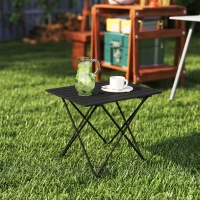 Outsunny Folding Camping Table, Outdoor Portable Picnic Table with Carry Bag, Foldable Table for Camping, Picnic, Hiking, Black(m-1)