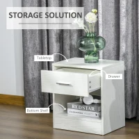 HOMCOM Modern Side Table with Drawer and Storage Shelf, End Table for Living Room, White Wood Grain(m-4)