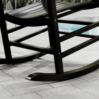 Outsunny Outdoor Rocking Chair, Patio Rocking Chair with Smooth Curves, High Density Wooden Rockers for Lawn Garden Porch, Supports Up to 350lbs, Black(m-5)