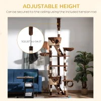 PawHut 94"-102" Huge Cat Tree Ceiling High Cat Condo Scratching Post Activity Center Multi-Level Play House(m-5)