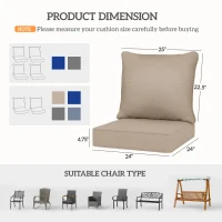 Outsunny 4 Patio Chair Cushions with Seat & Backrest, Fade Resistant Seat Replacement Cushion Set, Beige(m-3)