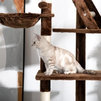 PawHut 94"-102" Huge Cat Tree Ceiling High Cat Condo Scratching Post Activity Center Multi-Level Play House(m-12)