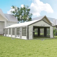 Outsunny 20 x 40 ft Heavy Duty Party Tent Outdoor Gazebo Wedding Tent Event Shelter Carport BBQ with Removable Sidewalls & Windows, Outside Waterproof Canopy for Parties, White and Gray(m-3)
