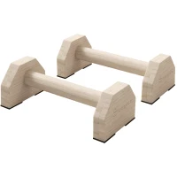 Soozier Push up Handles, Wooden Parallettes Bars with Non-Slip Base, Calisthenics Equipment for Home, Gym, Fitness, Exercise, Natural Wood(m-2)