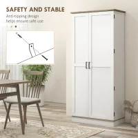 HOMCOM 70" Tall Kitchen Pantry Cabinet with Door Shelves and Adjustable Shelves, Cream White(m-6)