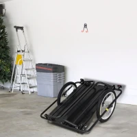 Aosom Folding Bicycle Cargo Trailer Utility Bike Cart Travel Luggage Carrier Garden Patio Tool New, Black(m-9)
