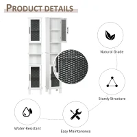 HOMCOM 69.5"H Tall Bathroom Cabinet, Free Standing Tower Cabinet with 2 Doors, Shelves Space Saving Vertical Slim Home Storage Furniture, White(m-6)