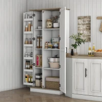 HOMCOM 70" Tall Kitchen Pantry Cabinet with Door Shelves and Adjustable Shelves, Cream White(m-1)