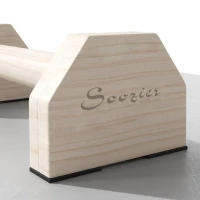 Soozier Push up Handles, Wooden Parallettes Bars with Non-Slip Base, Calisthenics Equipment for Home, Gym, Fitness, Exercise, Natural Wood(m-10)