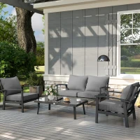 Outsunny 8 Patio Chair Cushions with Seat & Backrest, Fade Resistant Seat Replacement Cushion Set, Gray(m-7)