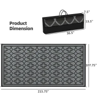 Outsunny Reversible Outdoor Rug, Waterproof Plastic Straw with Carry Bag, 9' x 18', Black & Gray Lantern(m-3)