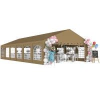 Outsunny 20' x 40' Party Tent, Outdoor Canopy Tent with Removable Sidewalls, 12 Windows for Parties, Wedding, Events, BBQ, Brown(m-11)